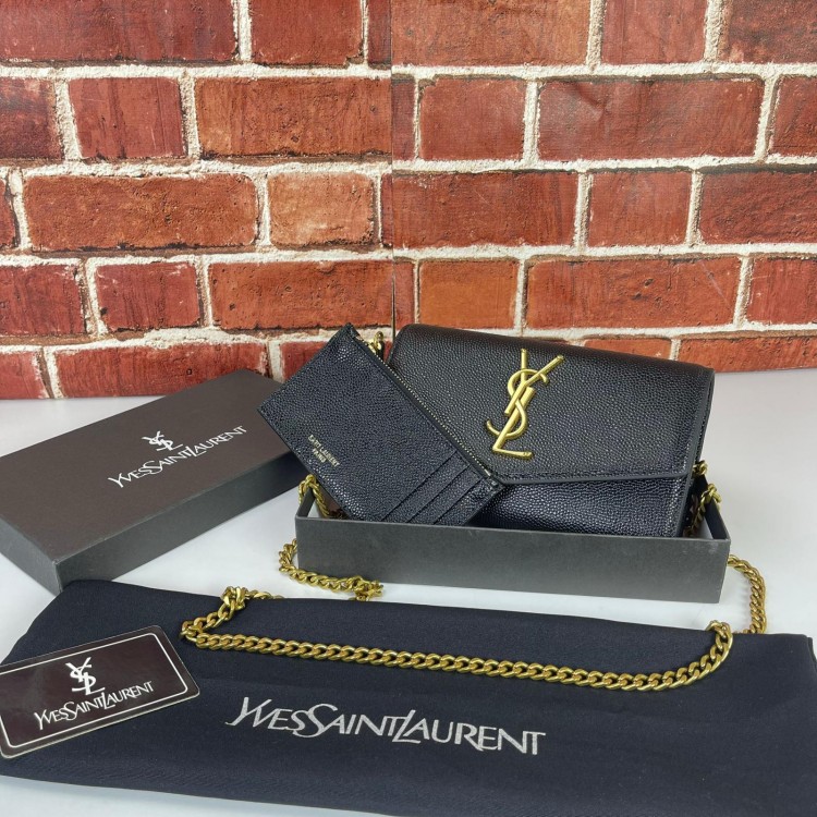 YVES SAİNT LAURENT CHAİN WALLET CAVİAR 